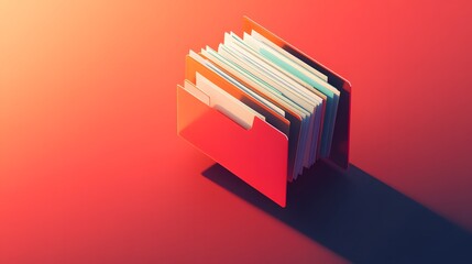 Red folder filled with various documents and files