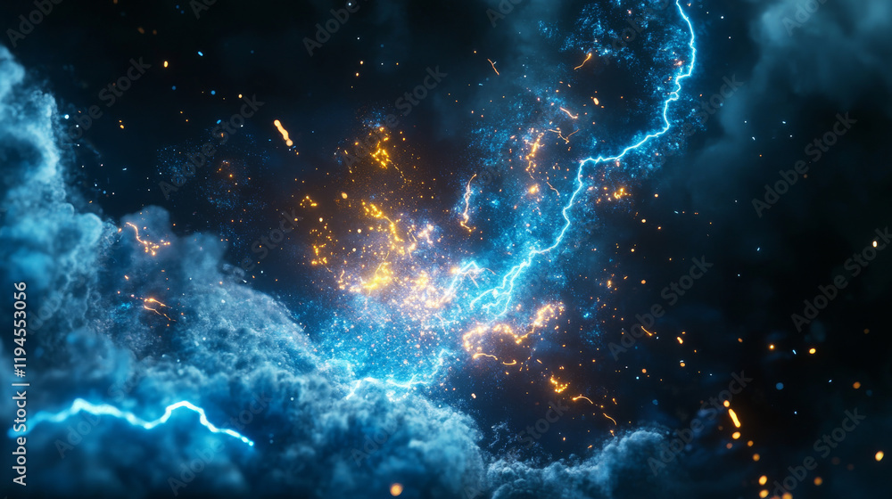 Poster sprite sheet with lightnings, thunderbolt strikes set for game fx animation. vector realistic set of