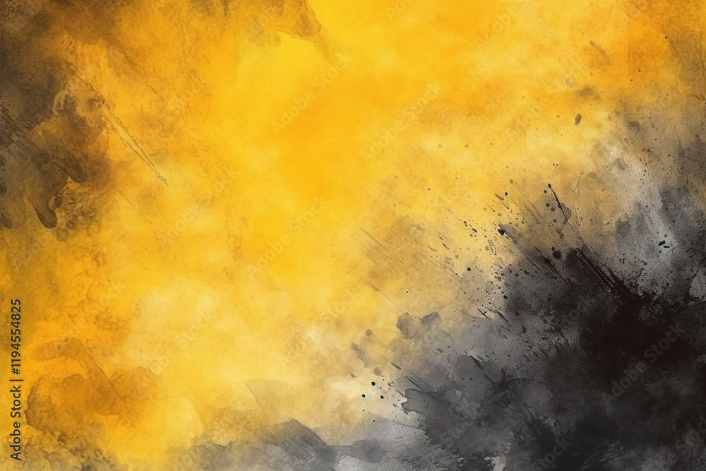 Poster a wall with a lot of paint splatters and a yellowish-brown color textured gradient background transi