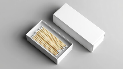 White matchbox, empty package for match sticks in top and perspective view. Vector realistic mockup of 3d blank box with sulfur side, open and closed small carton container