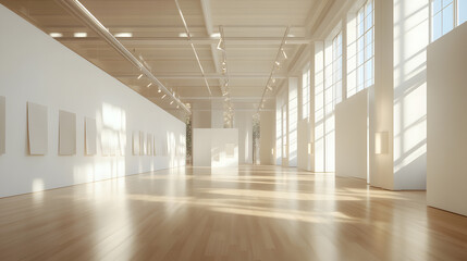 Obraz premium Large room with natural light pouring in through expansive windows.