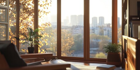 Serene Sunlit Home Office View