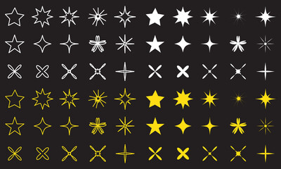 sparkle star icon set. simple starburst symbol. stars, bursts, twinkling stars, simple black style symbol signs for apps and websites. Twinkling icon symbol. vector illustration.