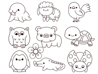 coloring pictures collection of cute animals. coloring pages for children that you can print on standard paper