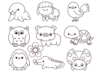coloring pictures collection of cute animals. coloring pages for children that you can print on standard paper