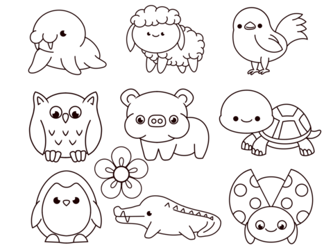 coloring pictures collection of cute animals. coloring pages for children that you can print on standard paper