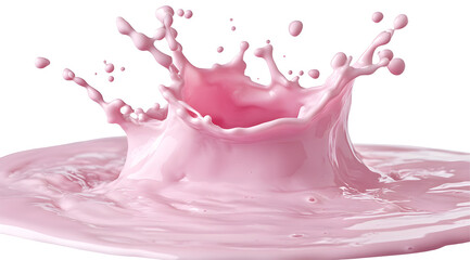 Pink Liquid Splashing, Isolated on Transparent Background