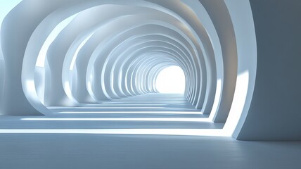 Obraz premium Abstract white arched hallway, bright light