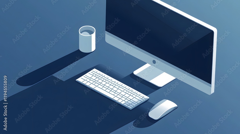 Aufkleber modern desktop workspace with computer keyboard and mouse