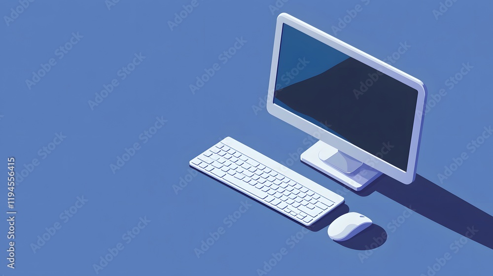 Aufkleber white computer keyboard mouse monitor desktop setup