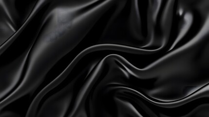 Fototapeta premium Luxurious Black Silk Fabric Drapes Elegantly