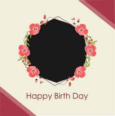 floral birthday blank photo frame template