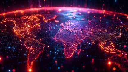 Fototapeta premium Global Network: A Digital World Map