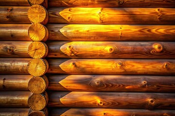 Naklejka premium Stunning Log Cabin Wall, Brightly Lit Rustic Interior, Detailed Wood Texture, High-Resolution Image