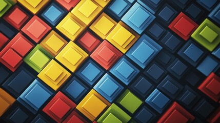 Vibrant Digital Art Abstract Geometry Colorful Blocks