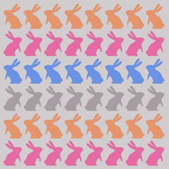 SPRING EASTER BUNNIES RETRO PATTERN TEXTURE BACKGROUND WALLART