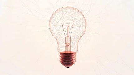 Classic glass incandescent bulb with visible filament, radiating soft light, representing creative energy, style book illustration