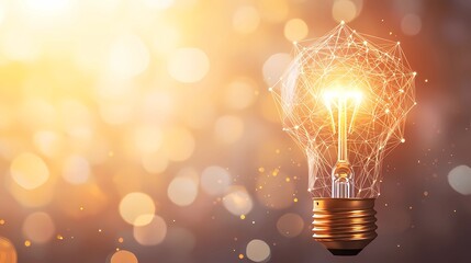 Classic glass incandescent bulb with visible filament, radiating soft light, representing creative energy, style book illustration