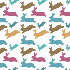SPRING COLORFUL BUNNIES PATTERN TEXTURE BACKGROUND VECTOR