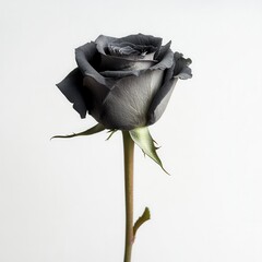 Grey rose studio shot, white background