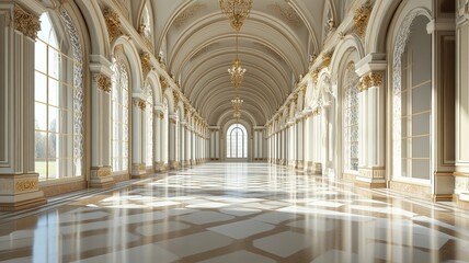 Fototapeta premium Palace Hallway Sunlight Marble Floor