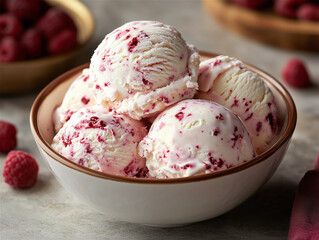 Food photo: Delicious pink berry ice cream with sprinkles.