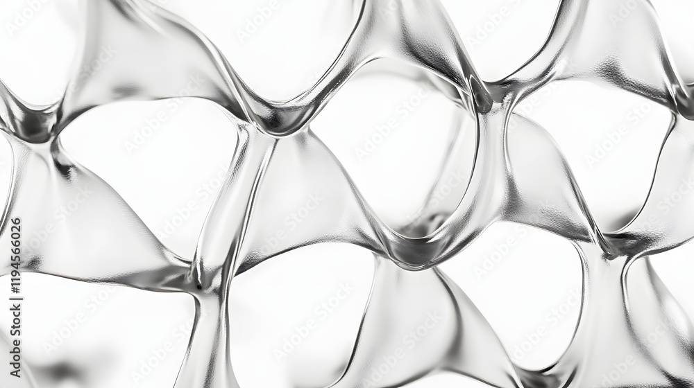 Poster abstract silver fluid interlocking structure design