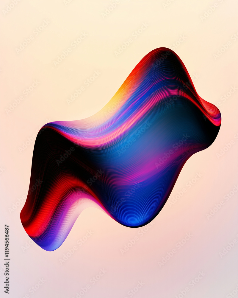 Poster abstract wave design with colorful curves and smooth lines in modern artistic style