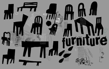 Symbolic image of furniture on a gray background