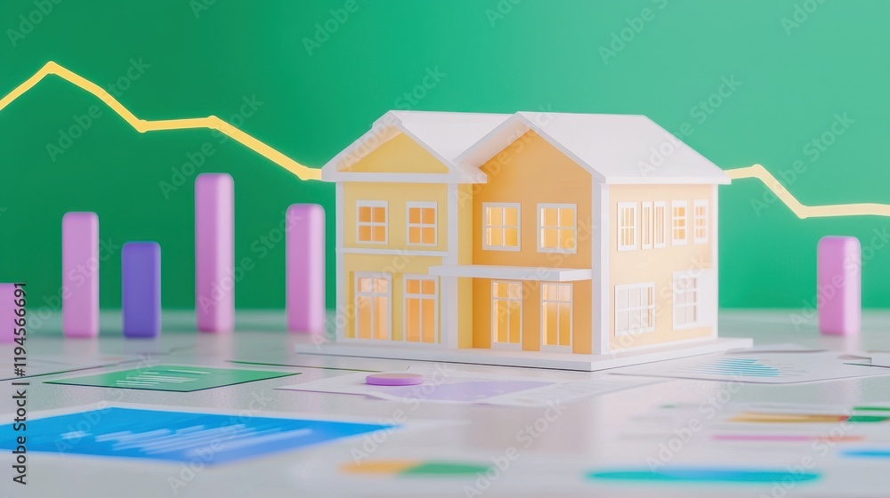 Poster model home with charts and graphs display
