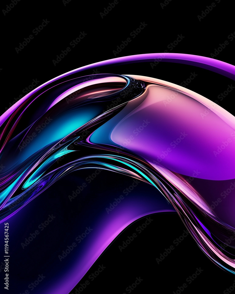 Poster abstract liquid design with colorful graphics and smooth curves in vibrant hues