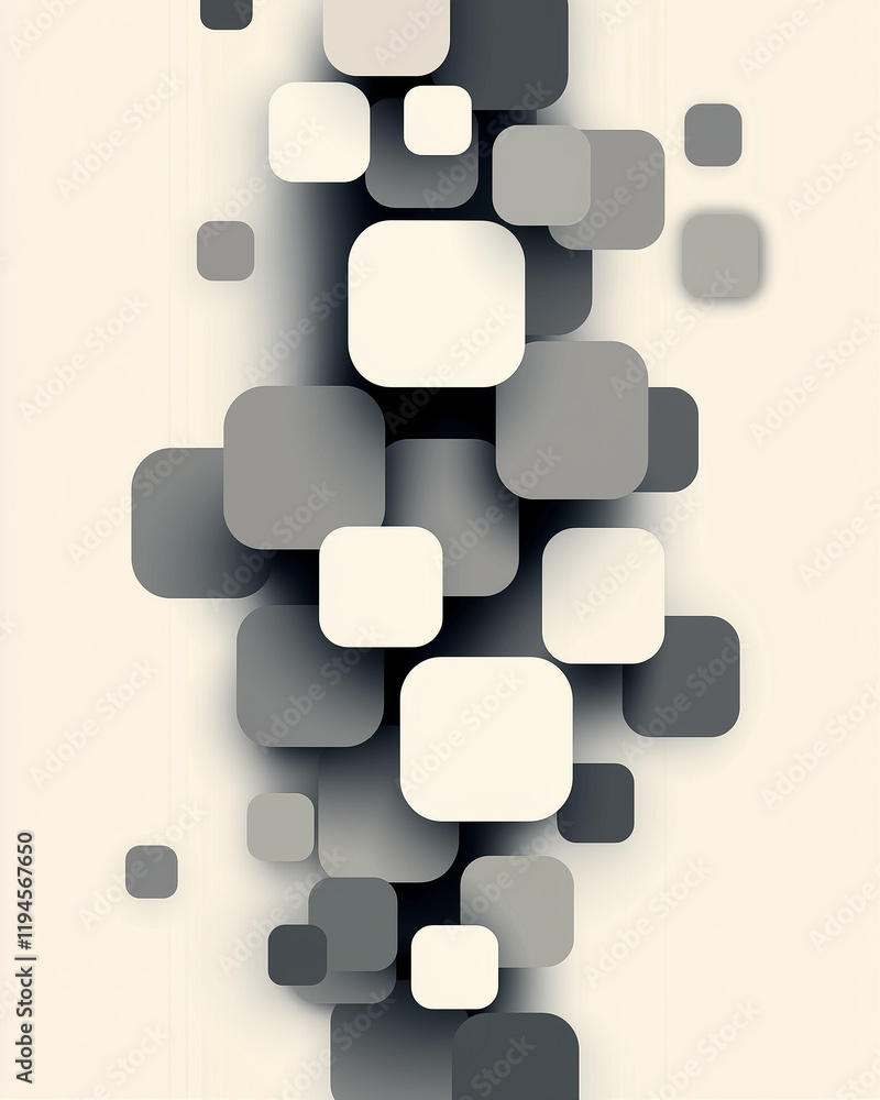 Poster abstract shapes and graphic pattern in modern design with smooth edges and soft colors