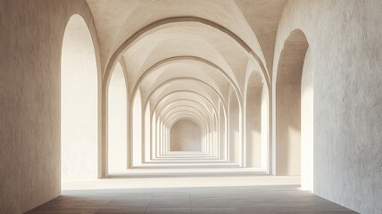 Obraz premium Sunlit arched hallway, architectural design, background light