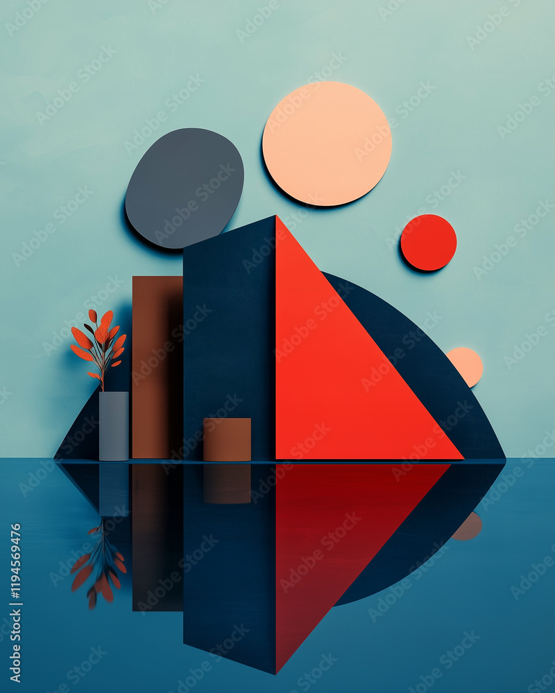 Aufkleber abstract shapes with colorful design and modern art featuring geometric figures and reflective surfa