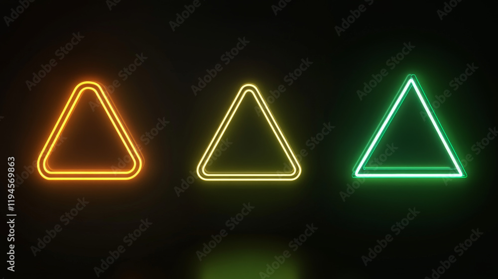 Aufkleber neon frames, isolated colorful led square and rectangular borders. green and yellow illuminated geom
