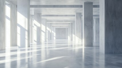 Sunlit Modern Concrete Hallway Interior Design (1)