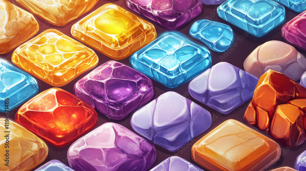 Poster rectangle buttons with golden, wooden and water textures for ui game design. vector cartoon set of g