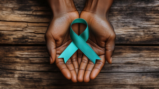 hands holding a blue ribbon