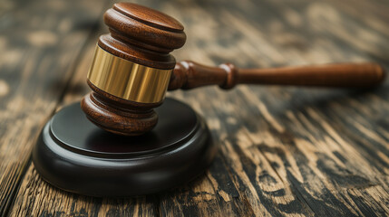 gavel on a wooden table