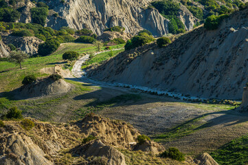 badlands sceneries inside the badlands national park, Matera province, italy