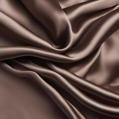 Obraz premium A close-up of smooth brown satin fabric with gentle, flowing folds, emphasizing its rich texture and luxurious sheen.
