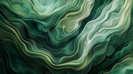 Abstract Green Layers With Flowing Organic Textures and Vibrant Dynamic Forms