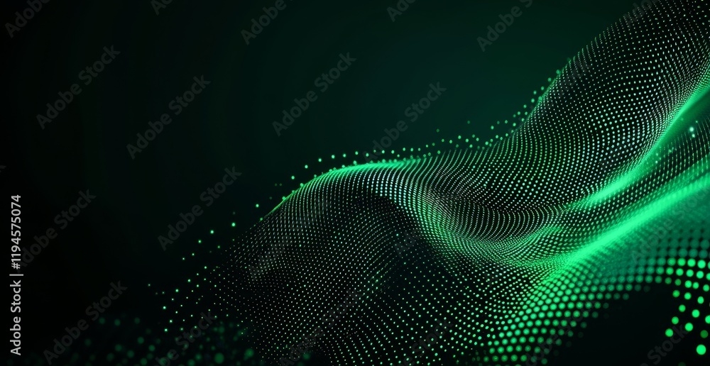 Aufkleber abstract green particle wave flowing smoothly.