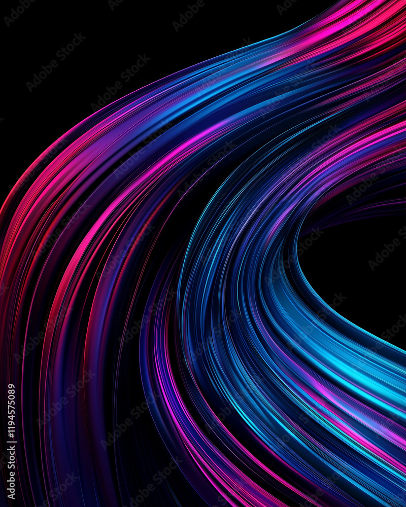 Poster abstract lines with colorful design flowing in vibrant waves