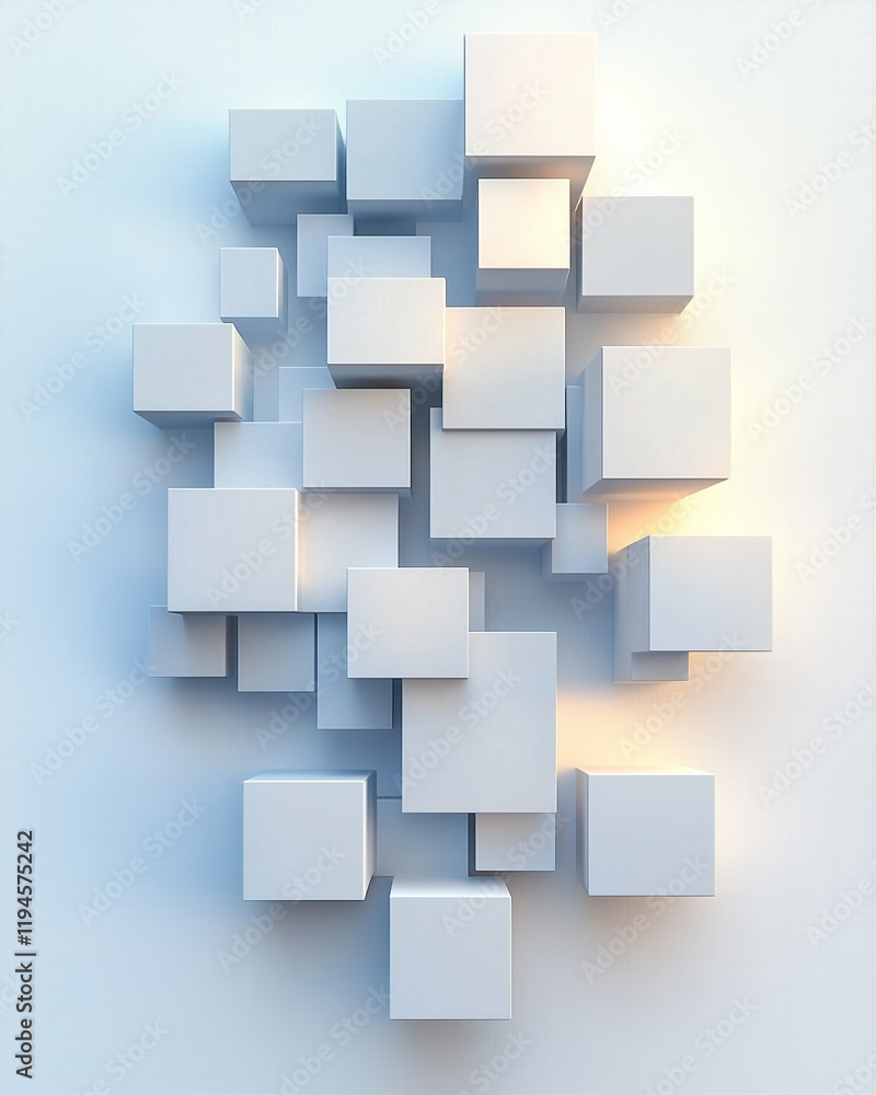 Poster geometric cubes in abstract design with 3d perspective and modern aesthetics for creative projects