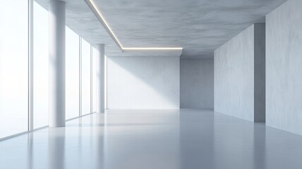 Obraz premium Modern empty office space, sunlight, city view