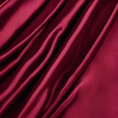 Obraz premium Luxurious deep red satin fabric with soft, elegant folds and a smooth, glossy texture, ideal for fashion, interior decor, or sophisticated artistic backgrounds.