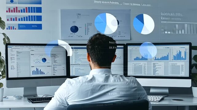 Digital Marketing Team Analyzing Data in Control Room Setup
