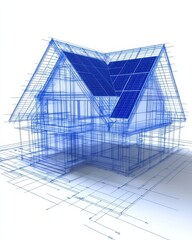 Architectural Design of a Sustainable House with Solar Panels: Eco-Friendly Home Blueprint