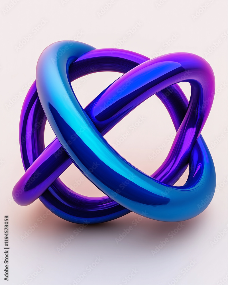 Poster abstract shape with smooth glossy textures and vibrant colors in graphic design